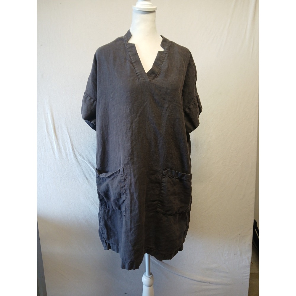 Lou & grey shift dress 100% linen medium lagenlook sustainable midi peasent